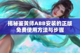 揭秘鉴黄师ABB安装的正版免费使用方法与步骤