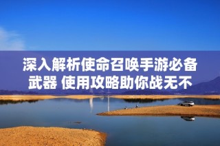 深入解析使命召唤手游必备武器 使用攻略助你战无不胜