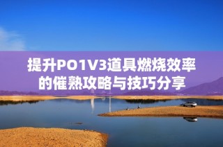 提升PO1V3道具燃烧效率的催熟攻略与技巧分享