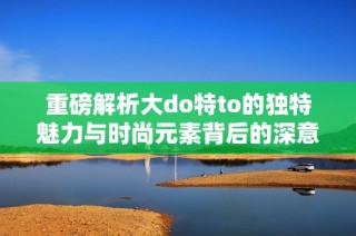 重磅解析大do特to的独特魅力与时尚元素背后的深意