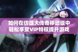 如何在仿盛大传奇移动版中轻松享受VIP特权提升游戏乐趣