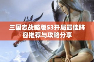 三国志战略版S3开局最佳阵容推荐与攻略分享