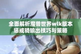 全面解析魔兽世界wlk版本惩戒骑输出技巧与策略