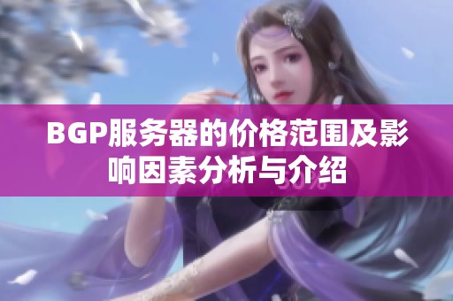 BGP服务器的价格范围及影响因素分析与介绍