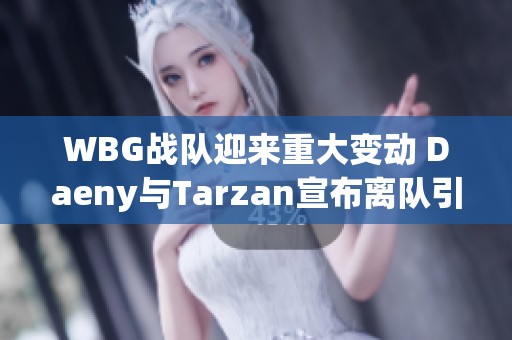 WBG战队迎来重大变动 Daeny与Tarzan宣布离队引发关注