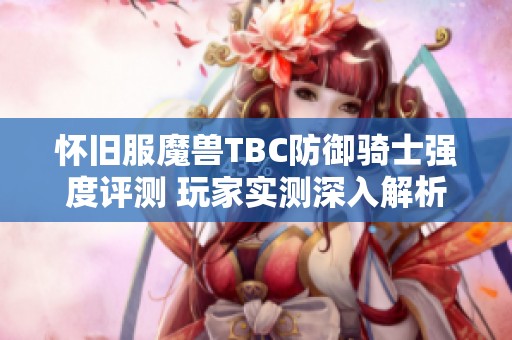 怀旧服魔兽TBC防御骑士强度评测 玩家实测深入解析与攻略分享