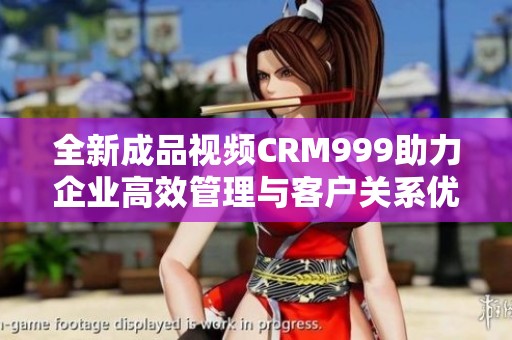 全新成品视频CRM999助力企业高效管理与客户关系优化