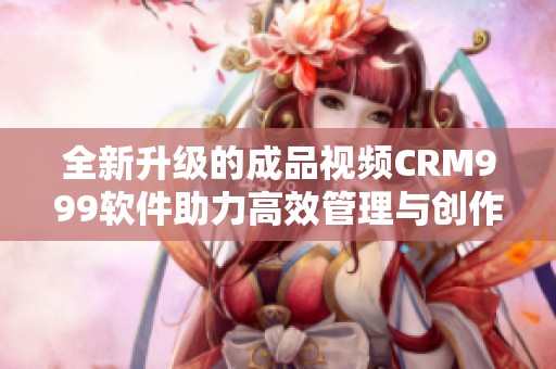 全新升级的成品视频CRM999软件助力高效管理与创作优化